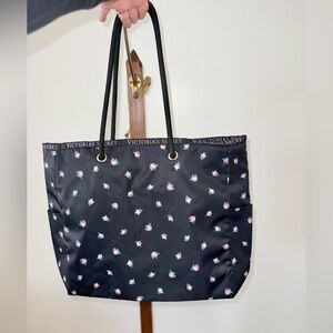 Victoria's Secret Black Floral Tote Bag